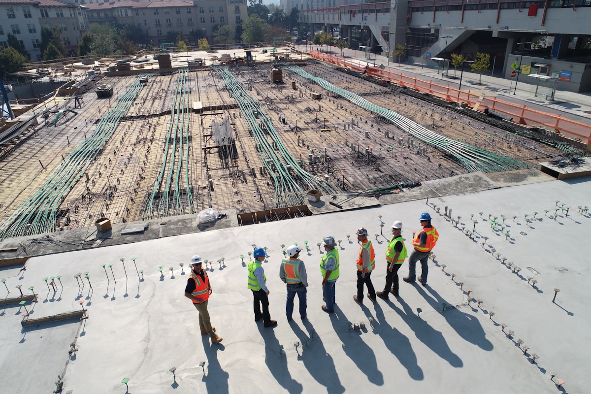 Construction site with structural steel and daylight